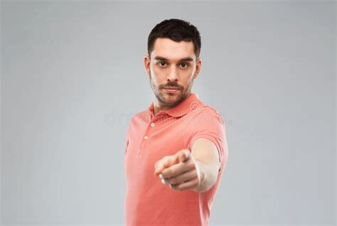 Angry Man Pointing Finger To You Over Gray Stock Photo - Image of ...