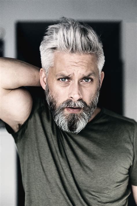 Model swedish grey hair silverfox mens style beard grooming silver male ...