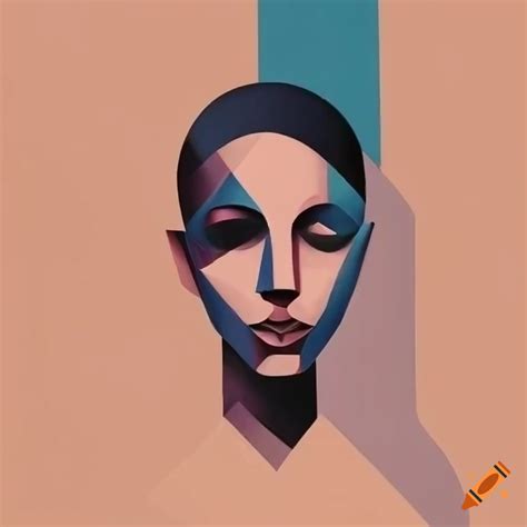 Abstract minimalist cubism geometric art of a woman's face portrait on Craiyon