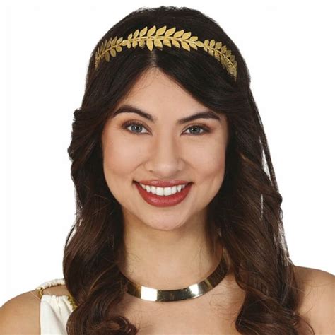 Roman tiara with golden leaves, plastic, universal, gold, 1