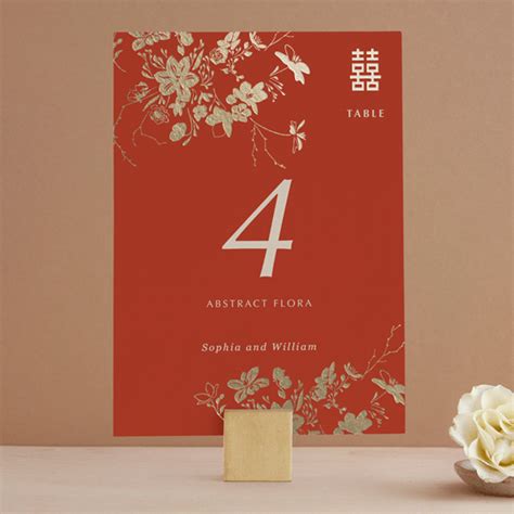 Abstract Flora Foil-Pressed Table Numbers by Stellax Creative | Minted