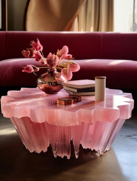 Premium AI Image | Furniture design a pink coffee table in a living ...