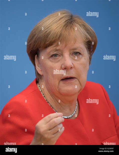 Berlin, Germany. 29th Aug, 2017. German Chancellor Angela Merkel (CDU) speaks on current topics ...