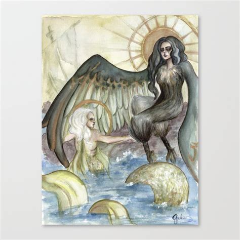 Mermaid vs Siren Canvas Print by giuliacolombo | Society6