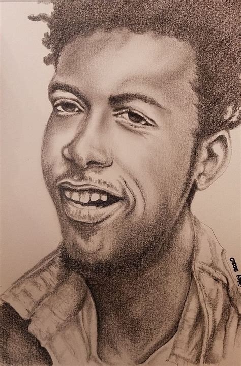 a pencil drawing of a man smiling
