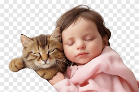 Baby Girl Sleeping With Cat, Cat, Sleeping Baby PNG Transparent Image and Clipart for Free Download