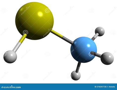 Methanethiol, Methyl Mercaptan, Molecular Model And Chemical Formulas ...