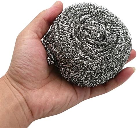 6 PCS Stainless Steel Sponges Scrubbers Cleaning Ball Metal Scrubber ...