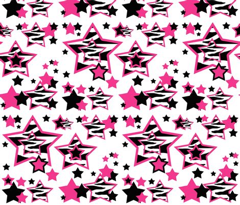 Hot Pink Zebra Star Animal Print Geometric Design fabric - decamp_studios - Spoonflower
