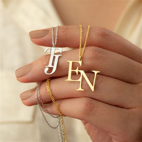 Double Initials Necklace Double Initial Necklace Custom Two - Etsy