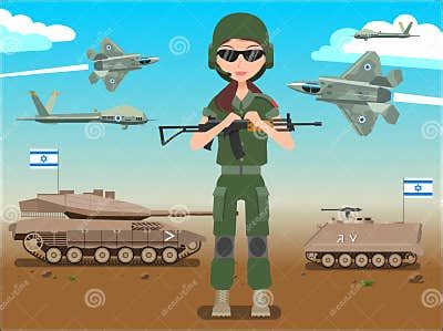 Israel Defense Forces Army Banner or Poster. IDF Soldier Also Battle Tanks & Jets Plane in a ...