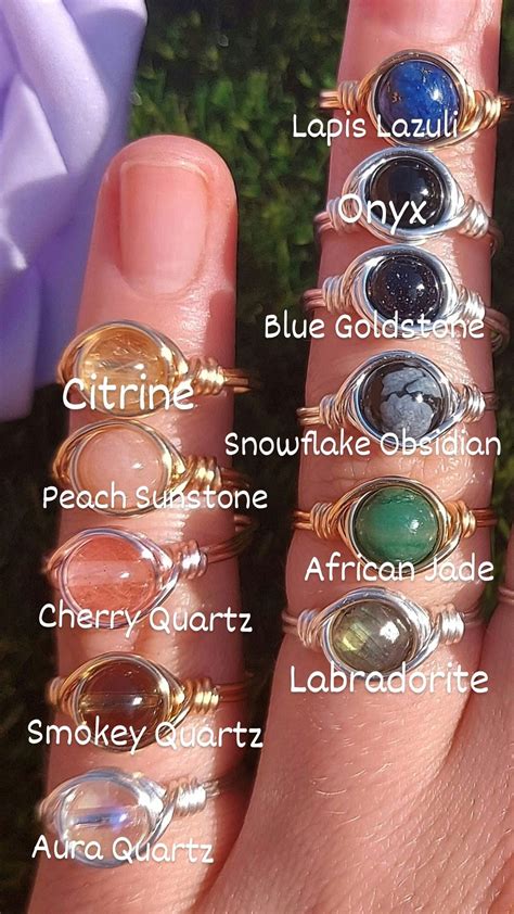 Wire Wrapped Gemstone Rings Natural Gemstones Crystal Ring | Etsy