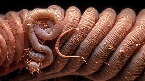 Small Worm Is Seen Making Coils From Two Legs Background, Tapeworms ...