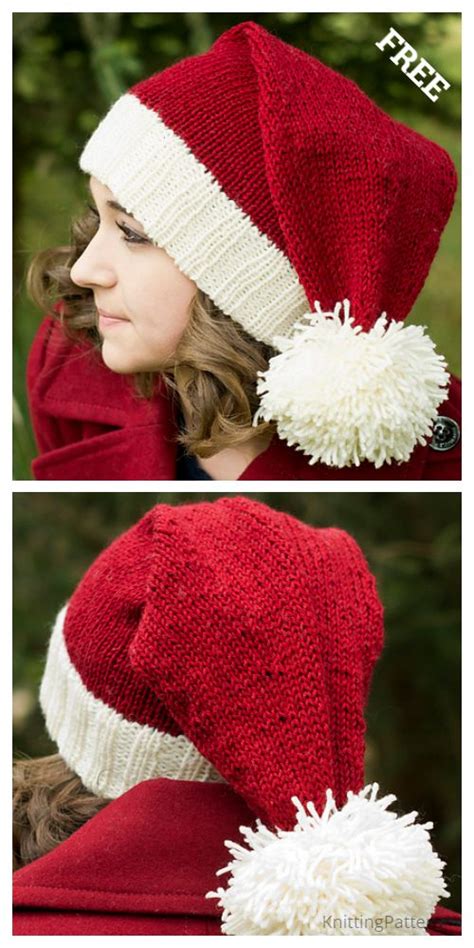 Knit Christmas Santa Hat Free Knitting Patterns - Knitting Pattern ...