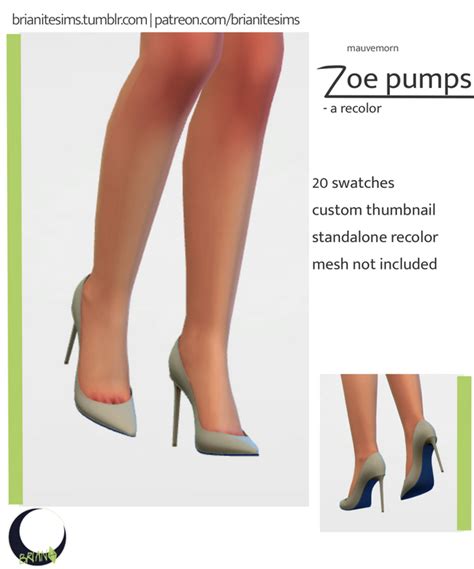 @mauvemorn Zoe Pumps Recolor | Brianitesims on Patreon | Sims 4 cc shoes, Pumps, Sims 4 clothing