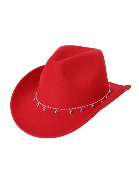 1pc [Cowboy Hat] Women's Cowboy Hat With Blue Heart Rhinestone Pendant Decoration, Pearl ...