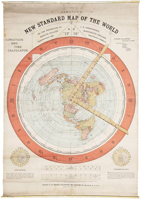 Flat Earth Map Gleason's New Standard Map Of The World Large 24" X 36" 1892 Poster Includes FREE ...