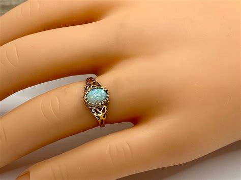 Vintage 10K Yellow Solid Gold Opal Ring Size 6 - Etsy