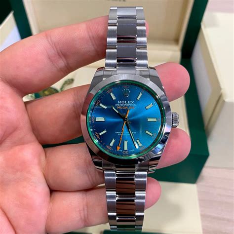 Швейцарские часы Rolex Oyster Milgauss Green Glass and Blue Dial 116400GV купить в Москве