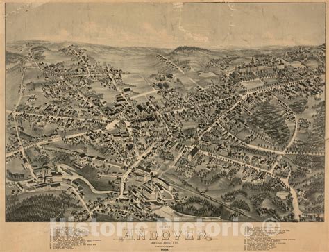 Historical Map, View of Andover, Massachusetts : 1882, Vintage Wall Art in 2021 | Andover ...