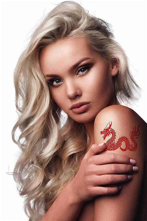 Temporary Tattoos 6 Sheets Red Cut Out of a Dragon China Zodiac Symbols Tattoo Stickers for ...