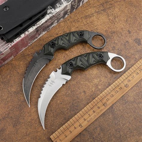 Karambit outdoor survival tactics sharp claw knife D2 fixed blade knife with sheath camping ...