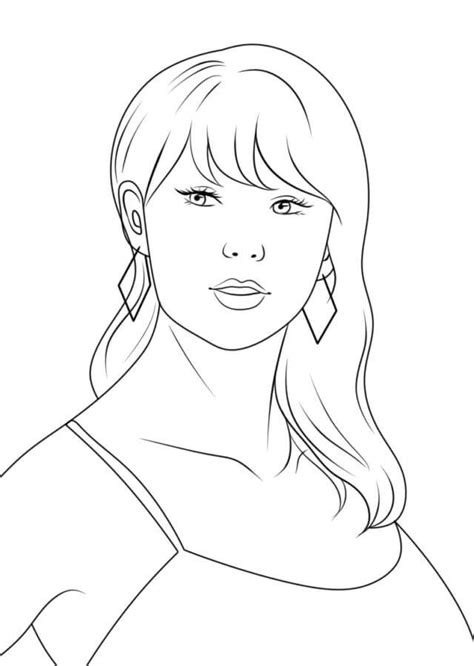 Rosto Básico De Taylor Swift para colorir, imprimir e desenhar - Coloringlib.Com