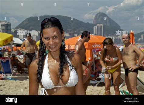 Bikini girl on Copacabana Beach, Rio de Janeiro Stock Photo - Alamy