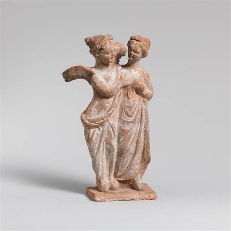 Terracotta statuette of Eros and Psyche | Greek, Boeotian | Late Classical or Hellenistic | The ...