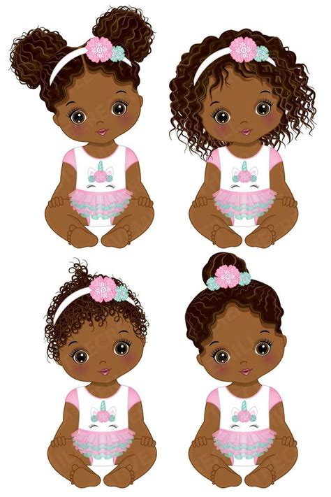 Unicorn Baby Girl Clipart Vector Unicorn Black Girl Afro - Etsy | Baby ...