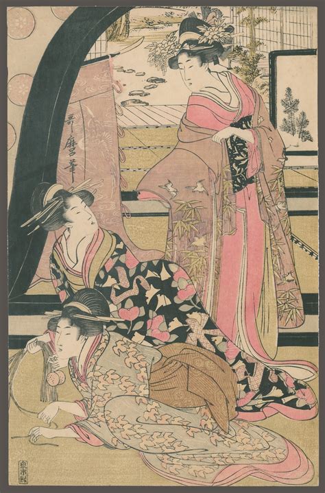 Goten Joshu Wakashu Biki no Zu by Utamaro | The Art of Japan