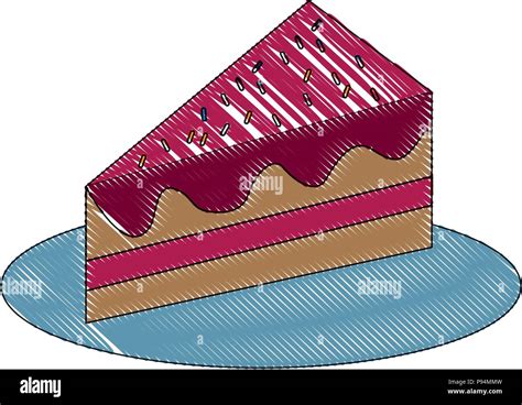 sweet piece birthday cake with sprinkles vector illustration drawing Stock Vector Image & Art ...