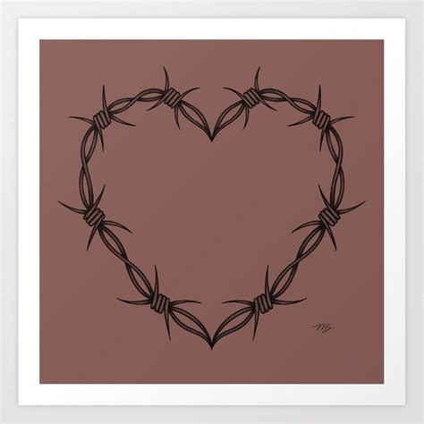 Barbed Wire Heart Art Print by Nicole Barkwill | Heart art print, Barb wire heart tattoo design ...