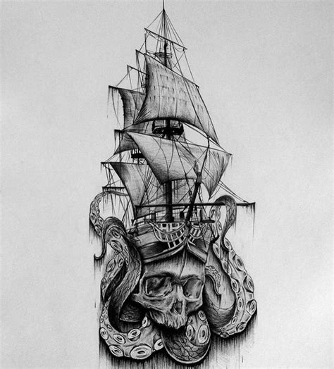 Pin by SadBoyloko13 on Tatts | Pirate skull tattoos, Kraken tattoo, Pirate ship tattoos