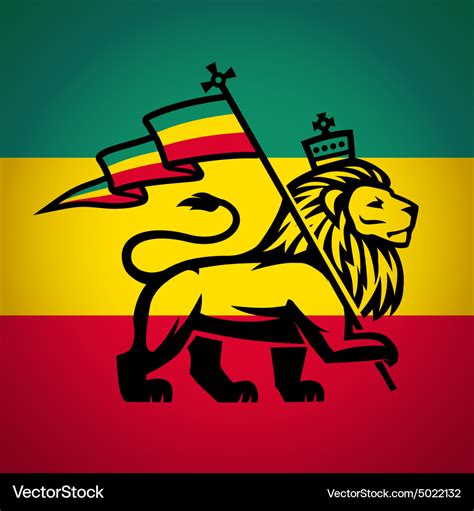 Judah lion with a rastafari flag king of zion Vector Image