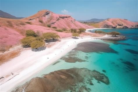 Premium AI Image | Aerial view of beautiful pink beach komodo national ...