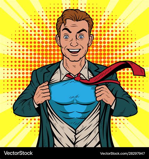 Male businessman superhero pop art retro il Vector Image