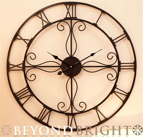 Ornate 60cm Wrought Iron Wall Clock | Large metal wall clock, Wall clock, Clock
