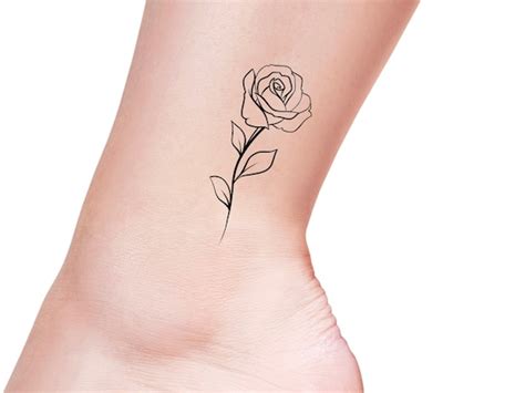 Rose Outline Temporary Tattoo / Rose Tattoo / Flower Tattoo / - Etsy