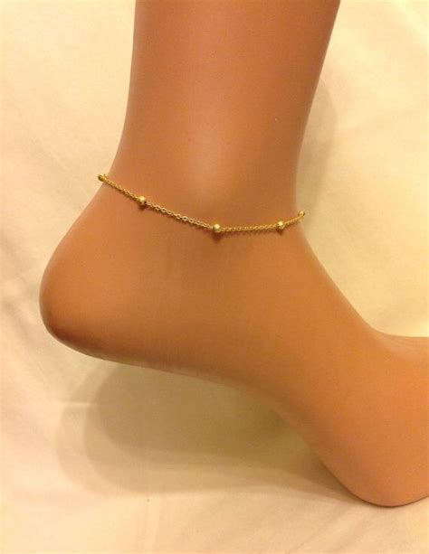 Gold Plated Ball Chain Anklet, Ankle Bracelet in Gold, Foot Jewelry, Body Jewelry, Beach Wear ...