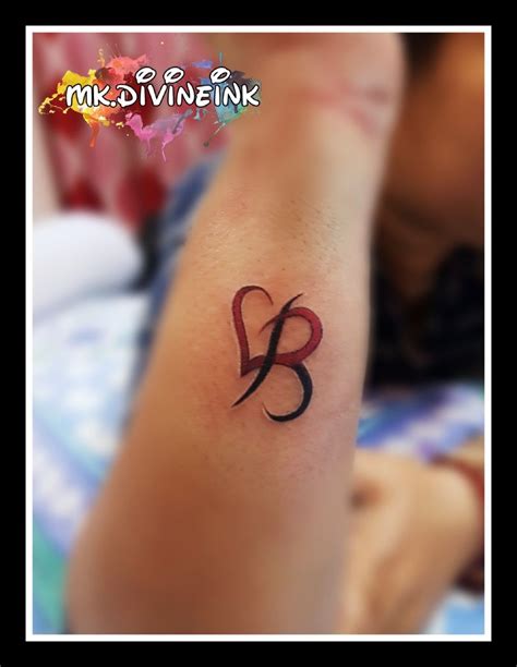 Initial Tattoo Designs with Heart | Letter B Tattoo