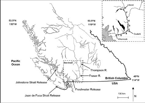 A map of the Fraser River watershed, British Columbia. Labels denote... | Download Scientific ...