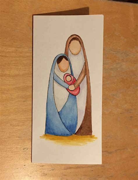 Nativity Christmas card. Hand drawn and watercolour. Love the curved lines of this image ...