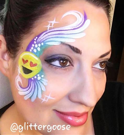 Love emoji Face painting by Glitter Goose! Eye design ideas Paint Makeup art | Face paint ...