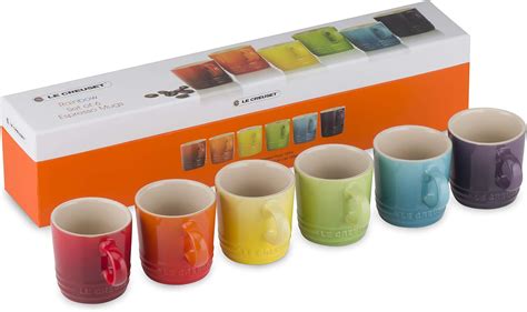 Le Creuset Stoneware Rainbow Espresso Mugs, Set of 6 Colours: Cherry ...