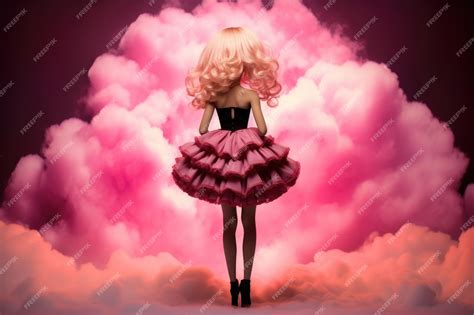 Premium AI Image | Pink nuclear bomb mushroom cloud and Barbie doll movie themed