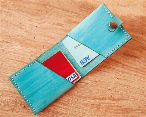 Unique Leather Card Holder Wallet- Minimalist hand sewn bifold slim ...