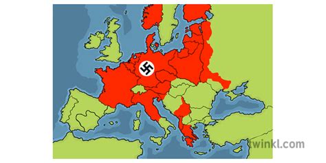 Map of Nazi-occupied Europe KS1 WWII Illustration - Twinkl