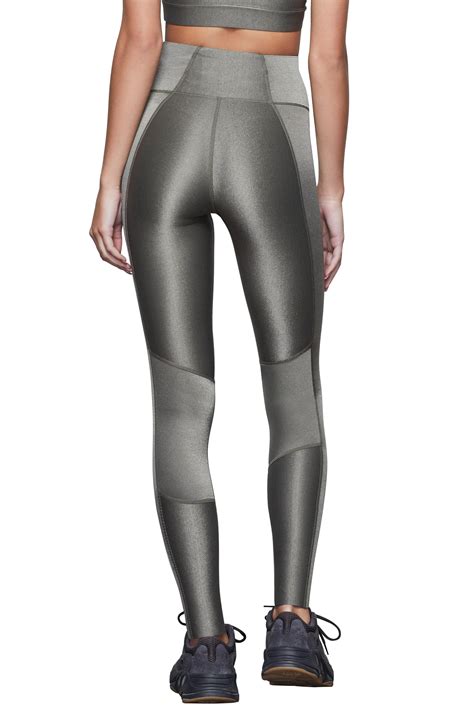 GOOD AMERICAN The Shiny Ribbed High Waist Leggings in Sage (Gray) - Lyst