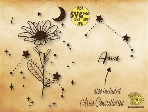 Daisy birth flower Svg file, April Birth flower Svg, Aries Svg, Flower ...